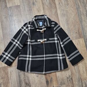 Gap Girls Checked Wool Blend Toggle Coat new size 5 EUC
